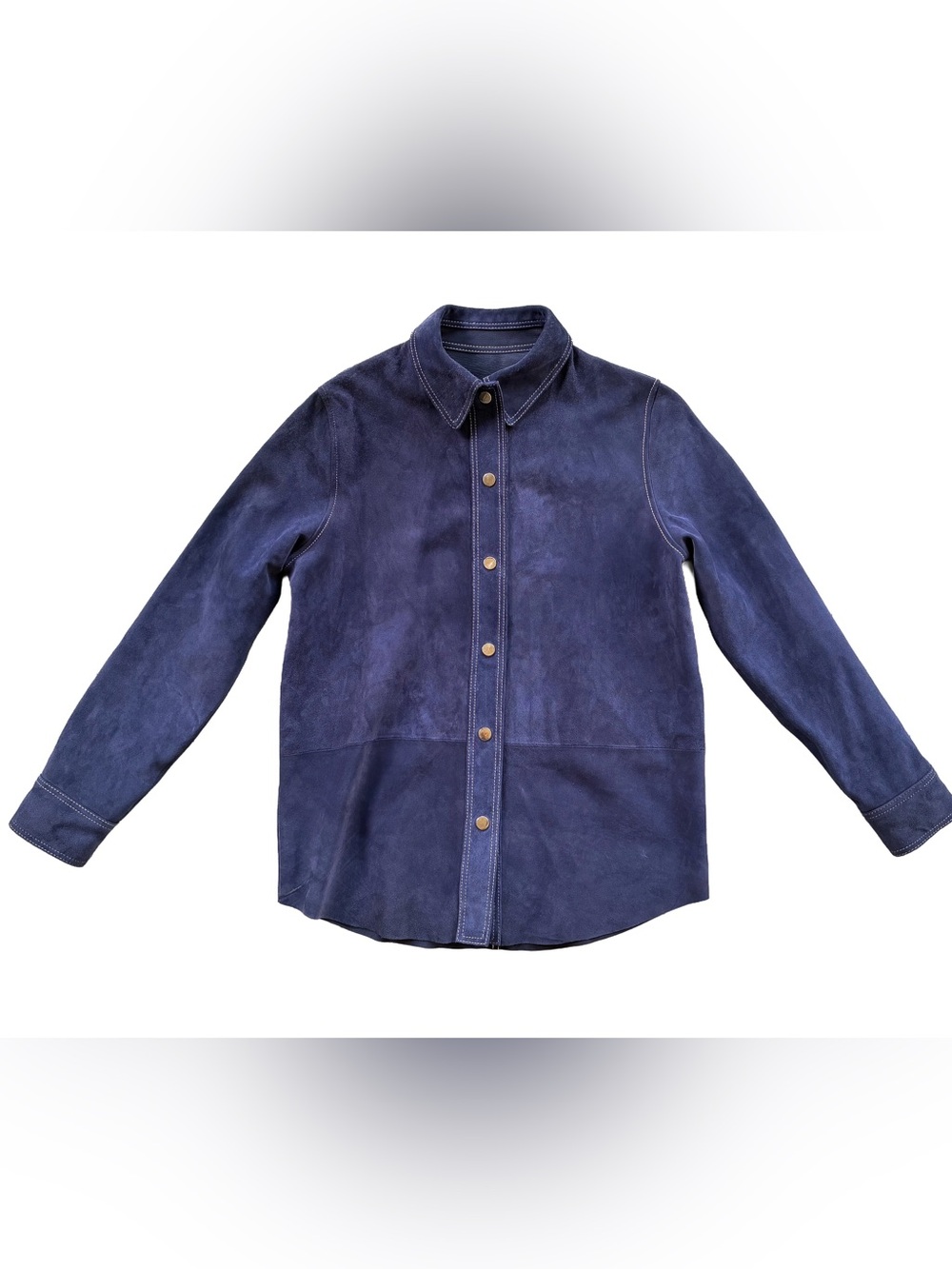 Women’s Royal Blue Baby Calfskin Leather Shirt Jacket | Size 4
